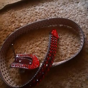 Red designer rhinestone belt